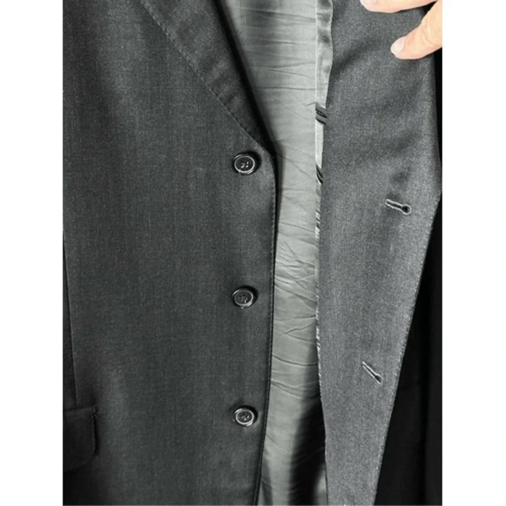 ERMENEGILDO ZEGNA‎ Wool 3 Button Suit Jacket Blazer 56L (46L) Black Classic